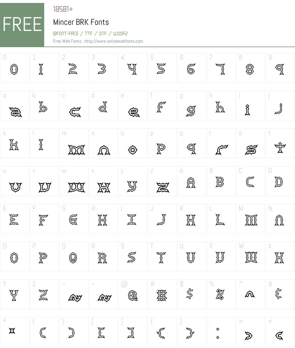 Mincer BRK Font Screenshots