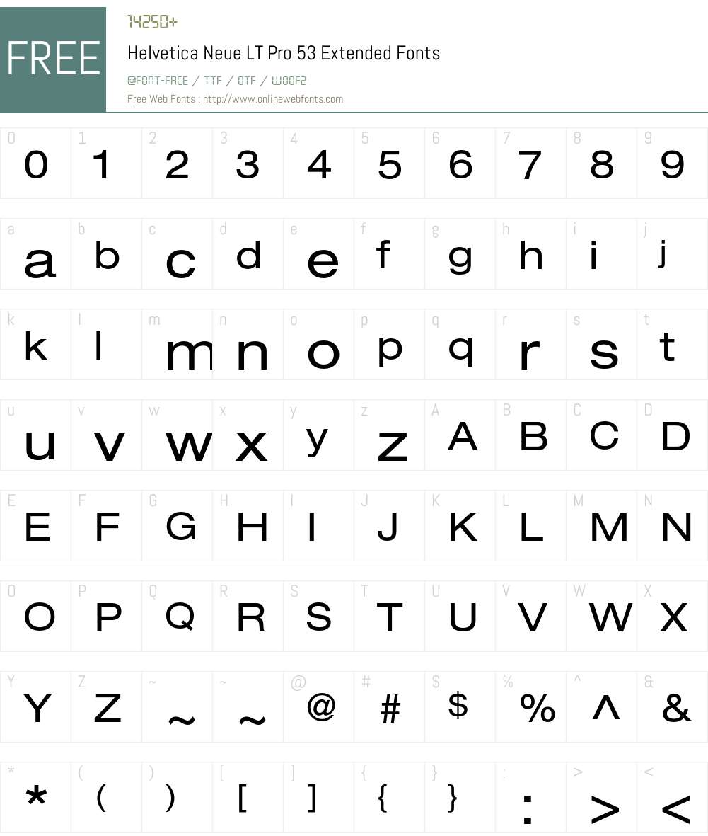 Helvetica Neue LT Pro Font Screenshots