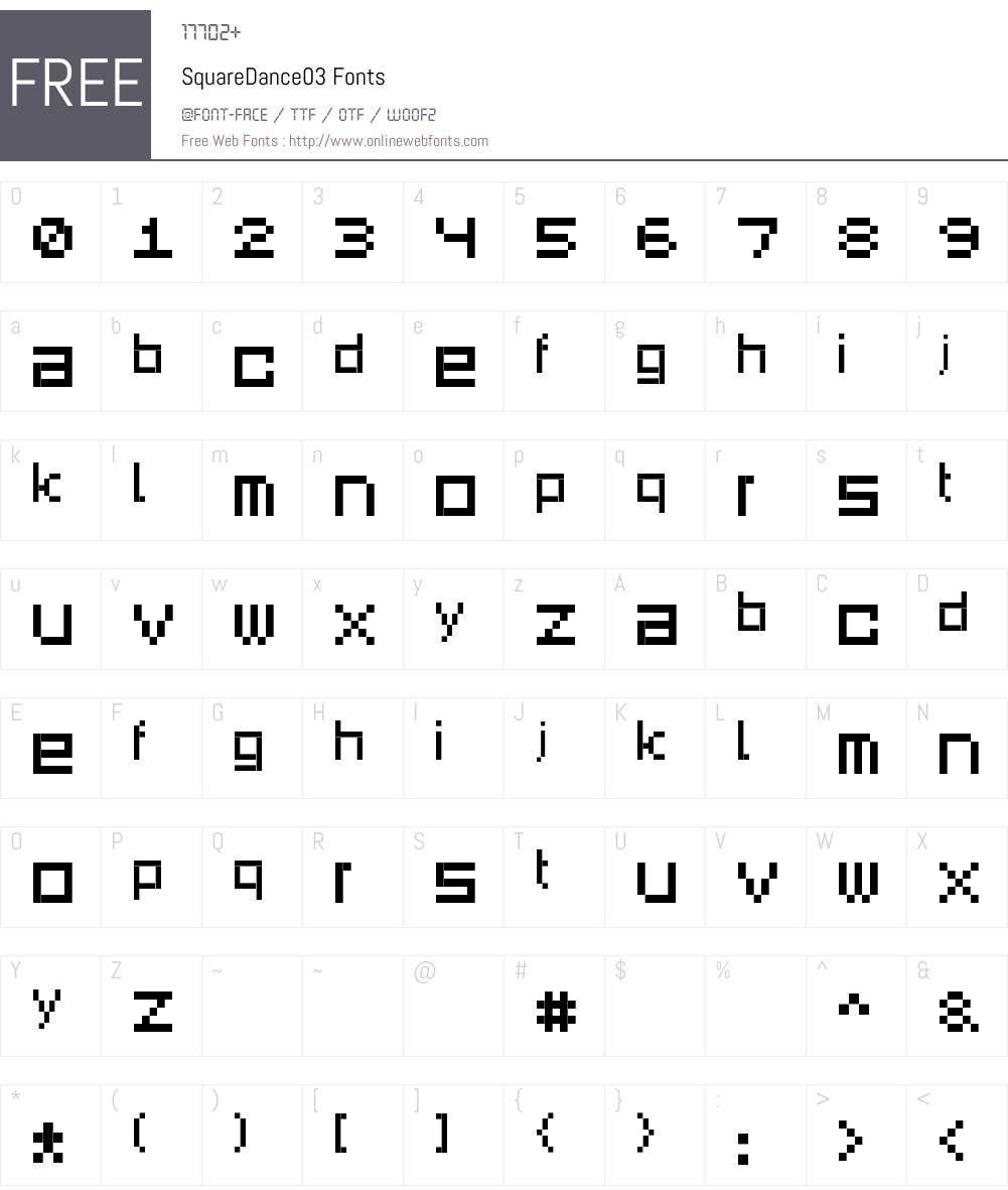 SquareDance03 Font Screenshots
