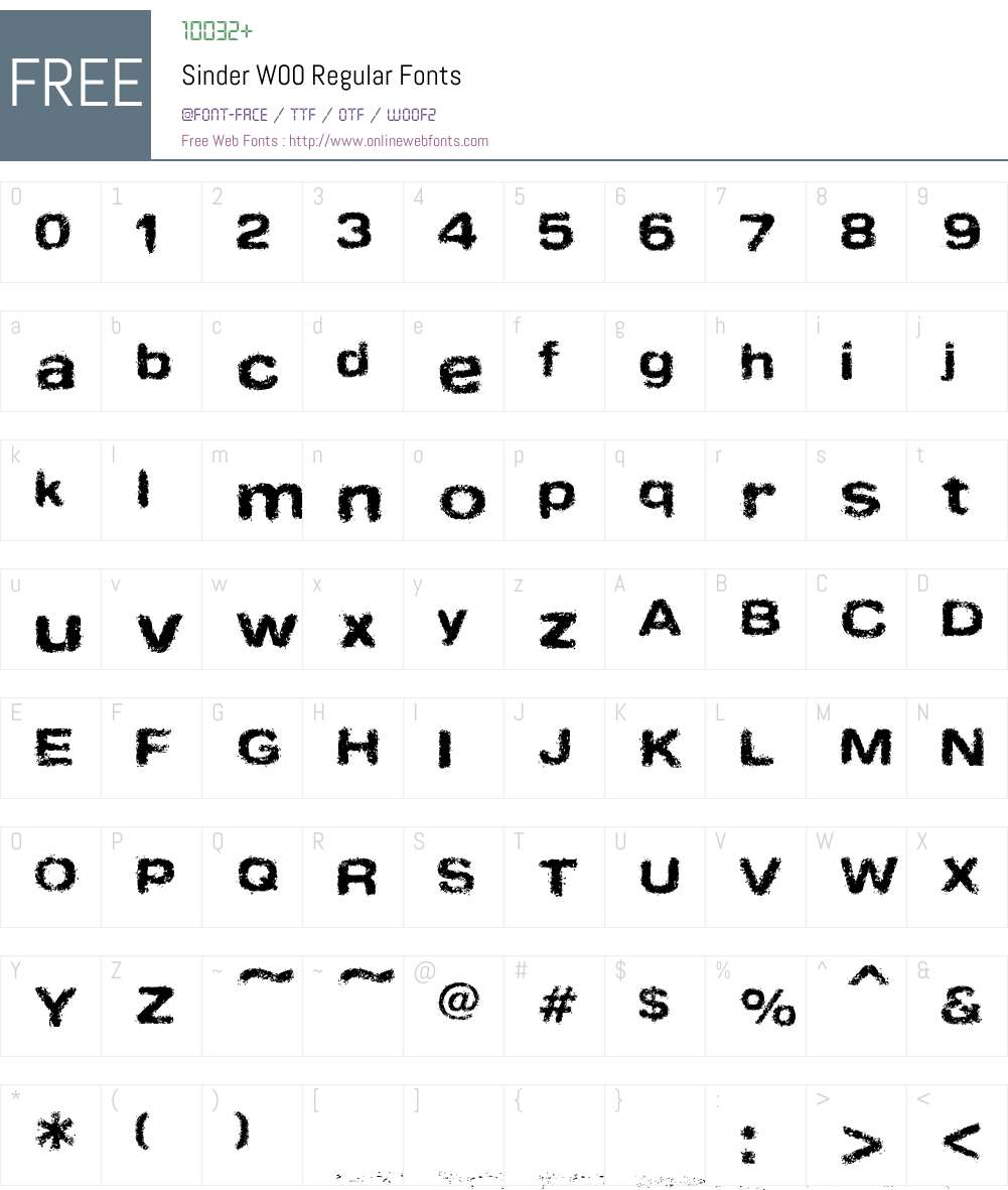 SinderW00-Regular Font Screenshots