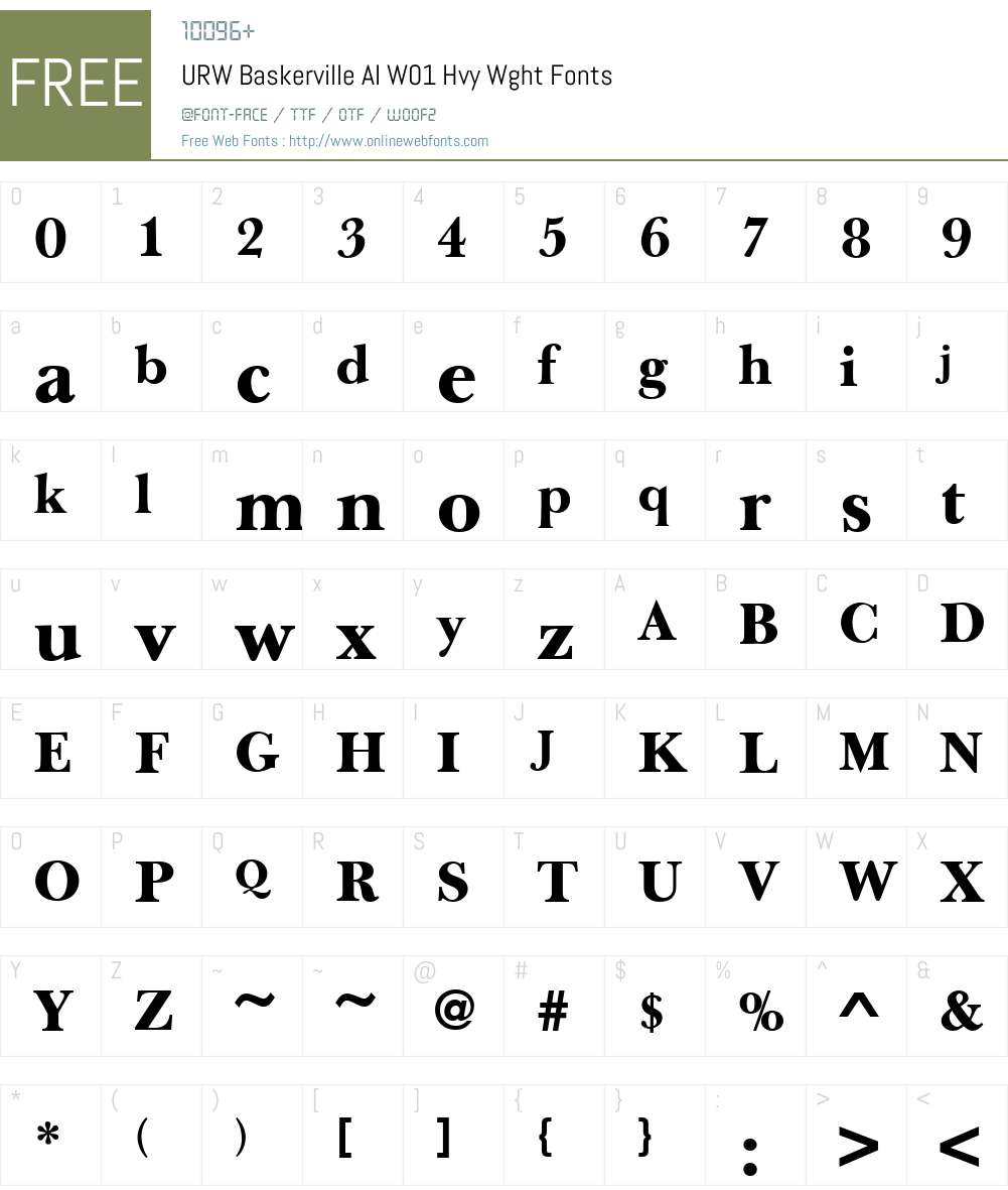 URWBaskervilleAIW01-HvyWght Font Screenshots