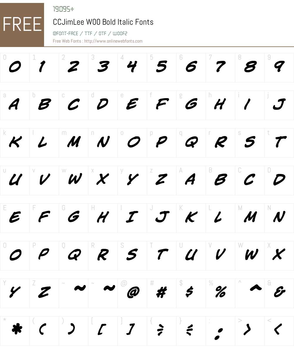 CCJimLeeW00-BoldItalic Font Screenshots