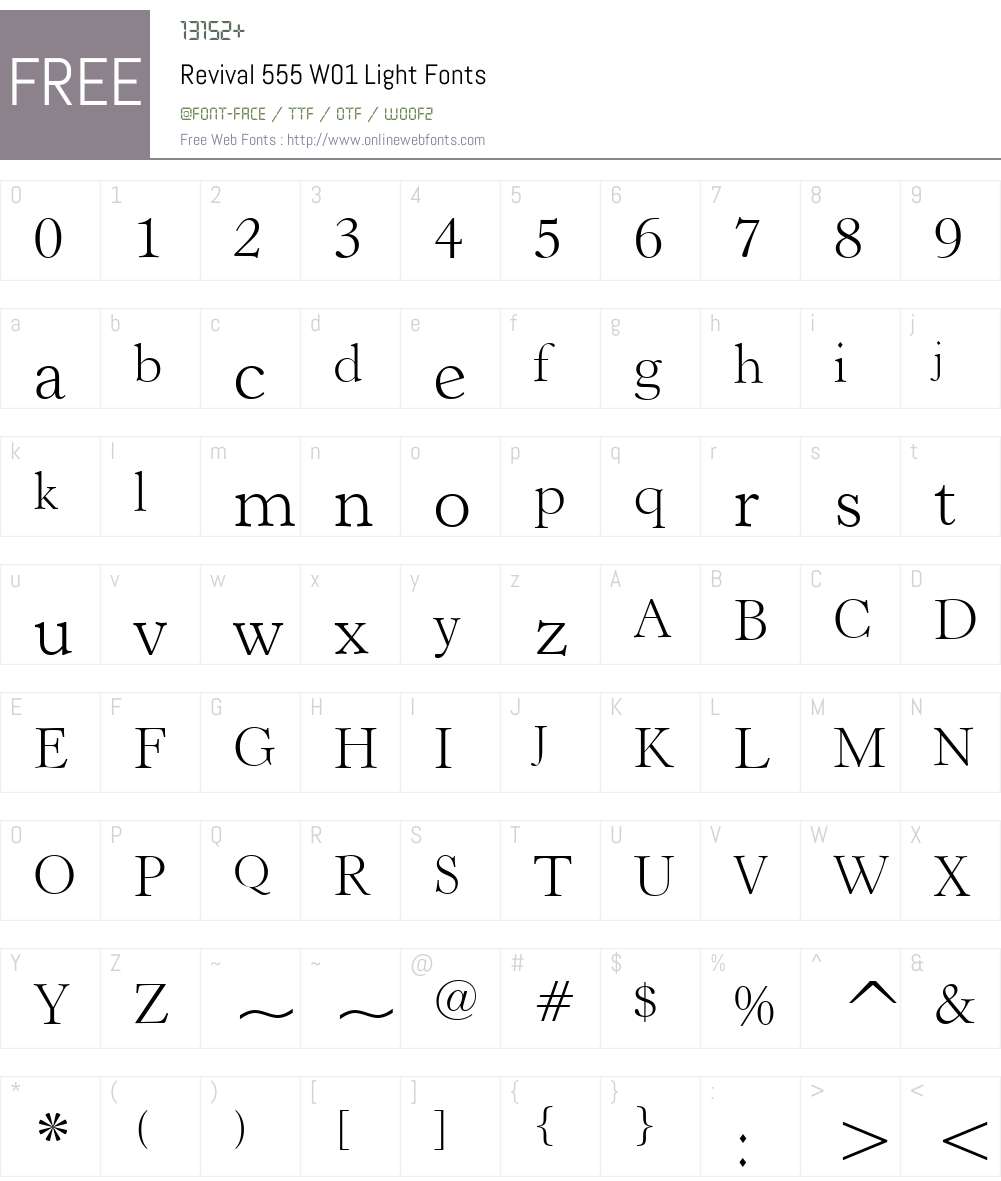 Revival555W01-Light Font Screenshots