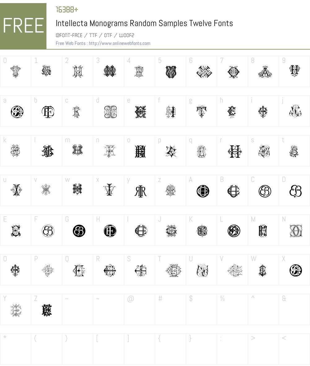 Intellecta Monograms Random Samples Twelve Font Screenshots