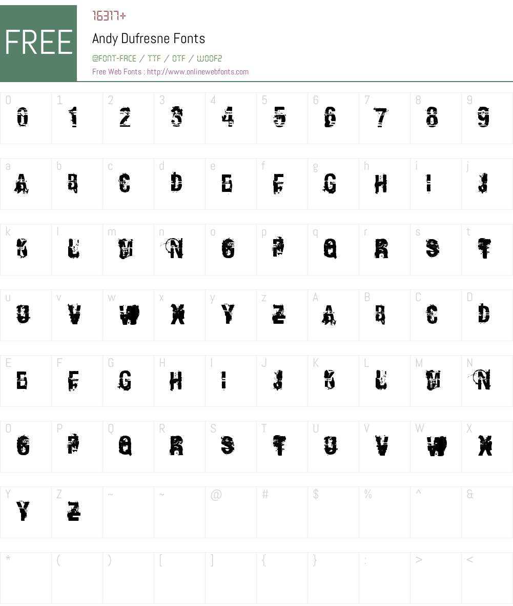 Andy Dufresne Font Screenshots
