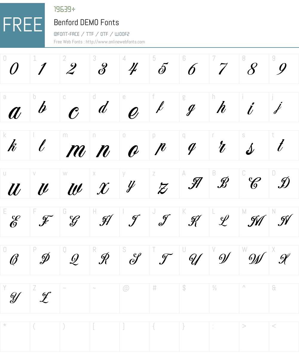 Benford DEMO Font Screenshots