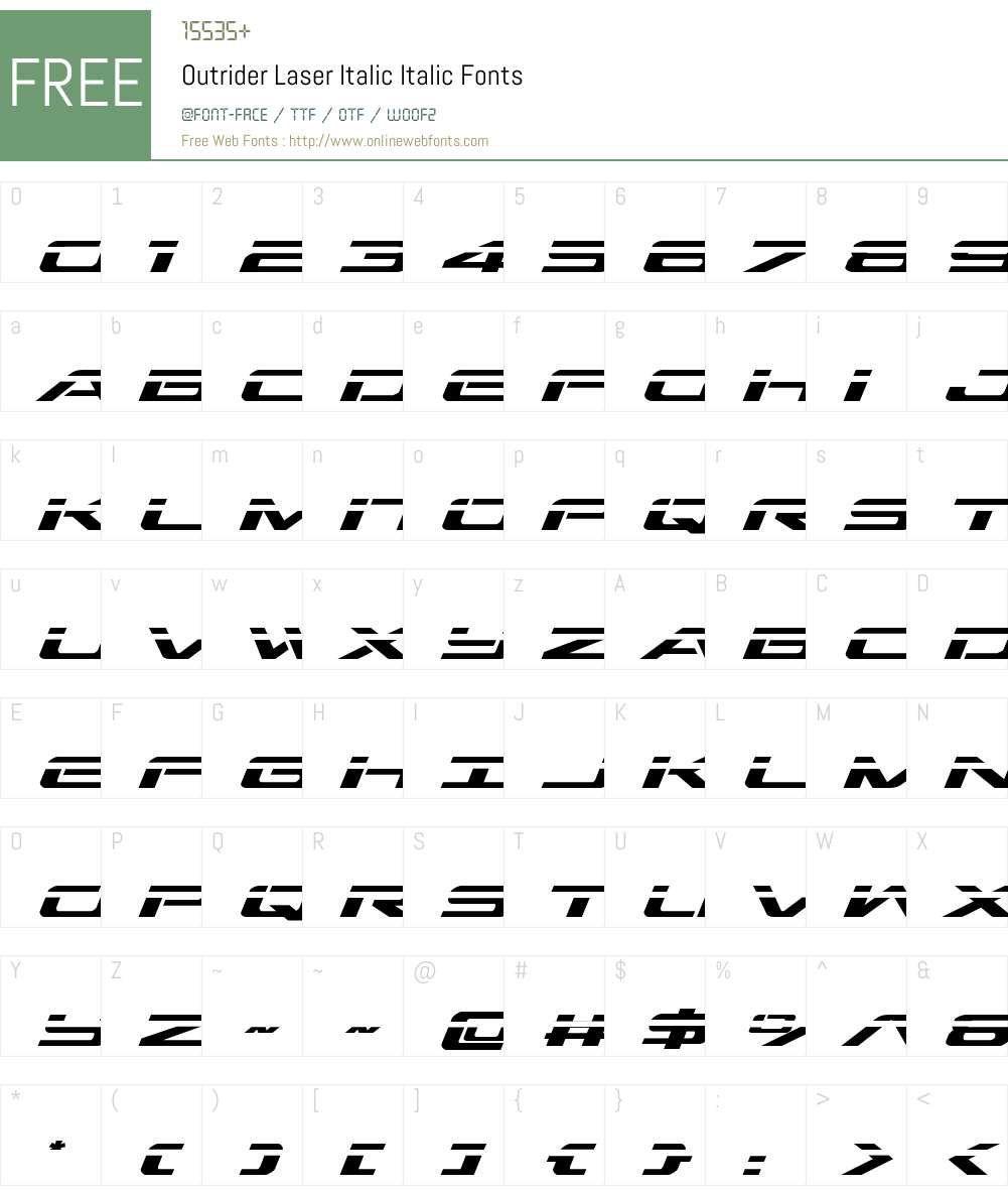 Outrider Laser Italic Font Screenshots