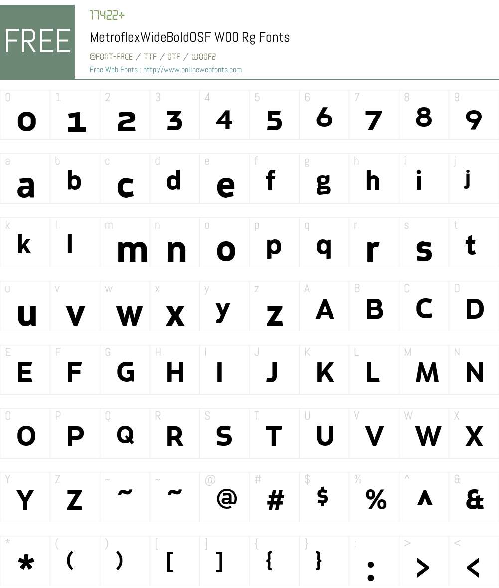 MetroflexWideBoldOSFW00-Rg Font Screenshots