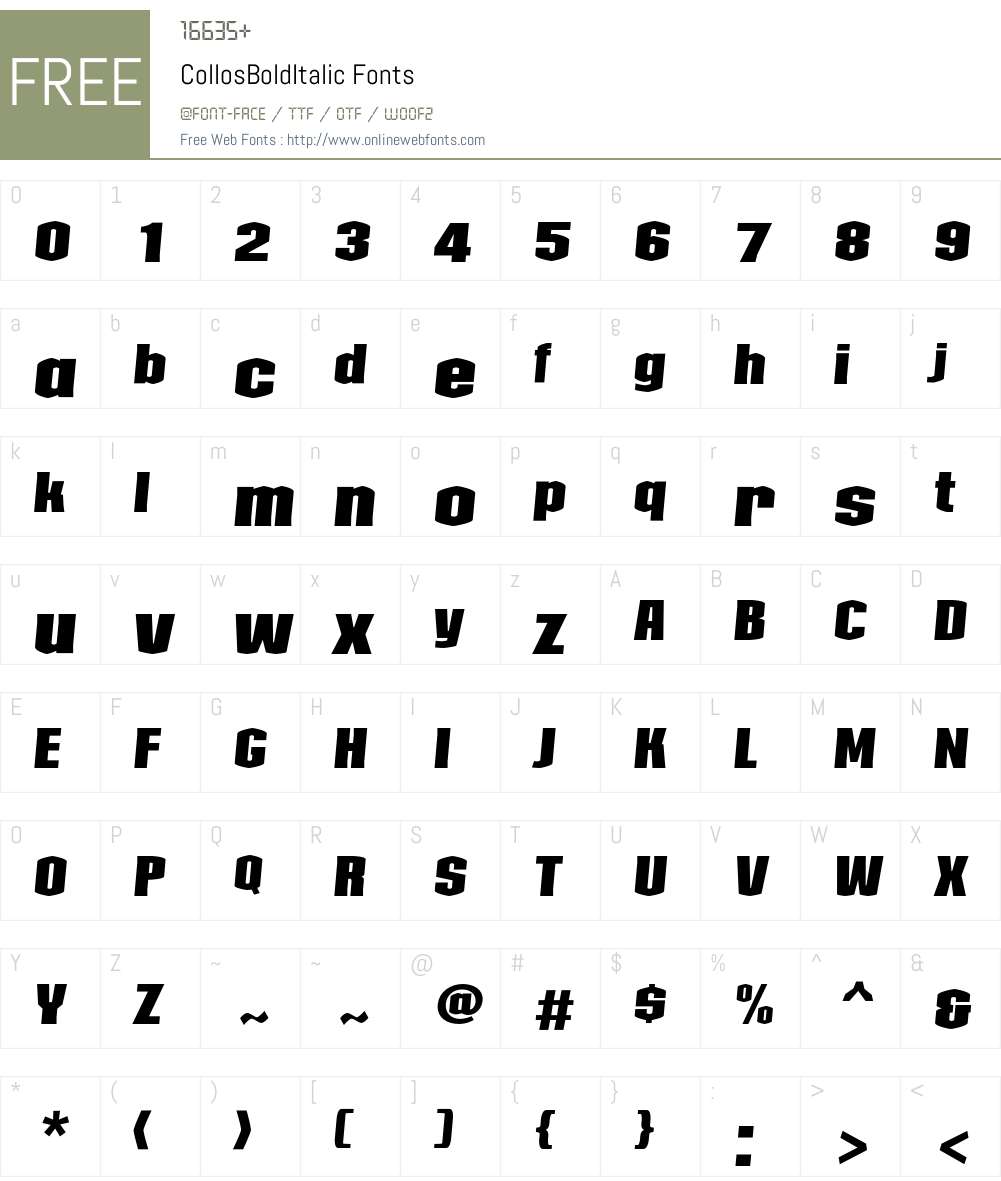 Collos Font Screenshots