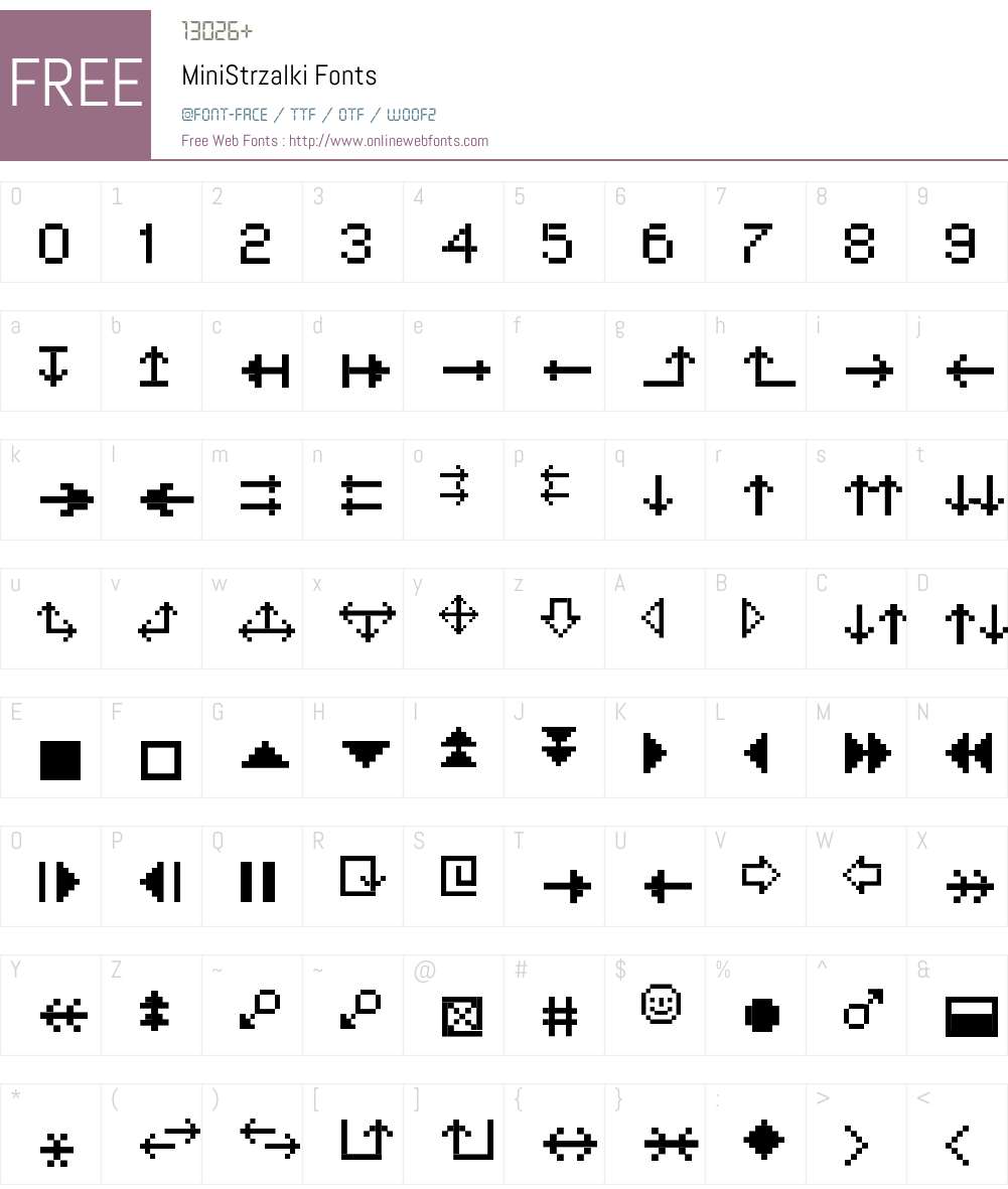 MiniStrzalki Font Screenshots