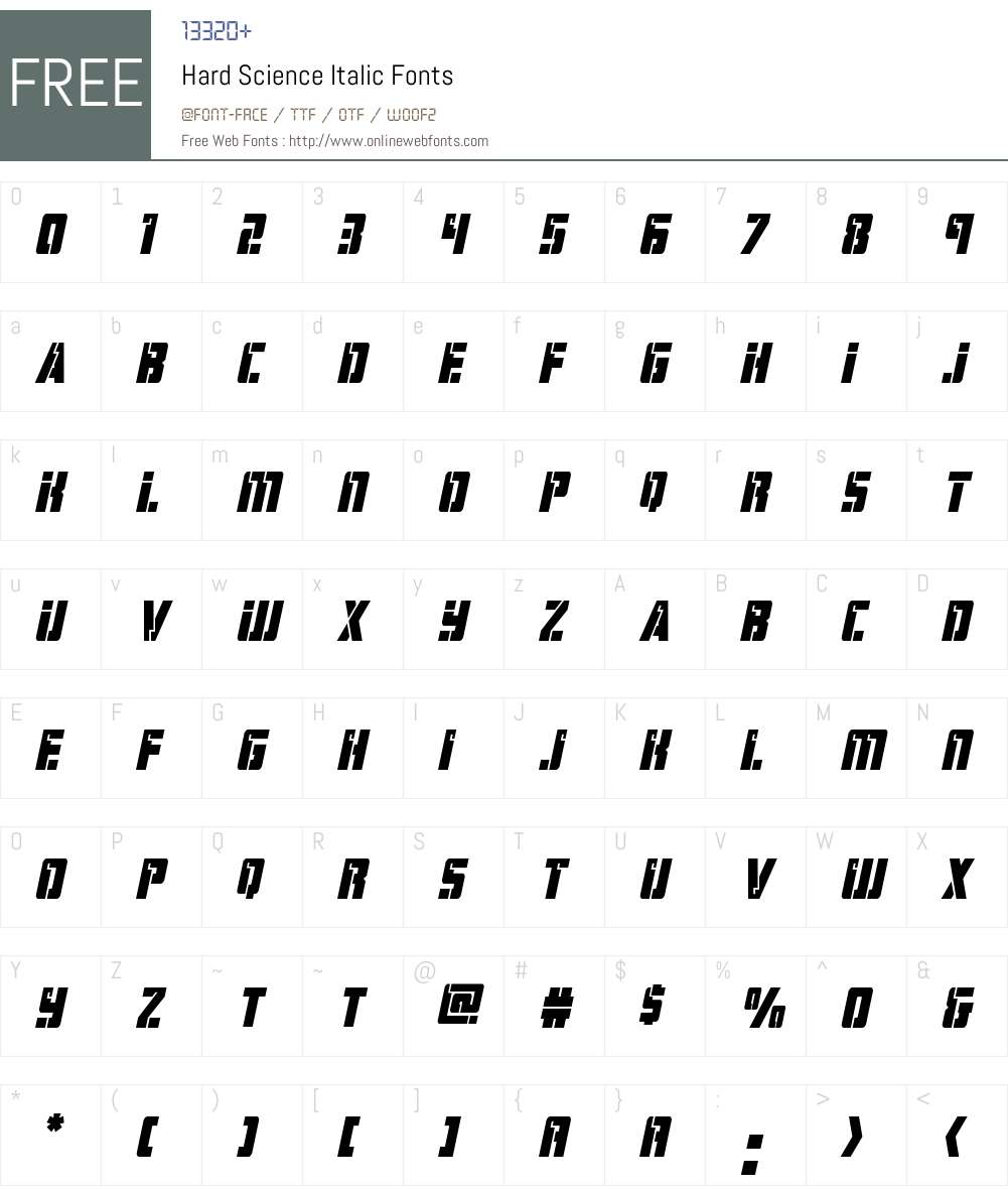 Hard Science Italic Font Screenshots