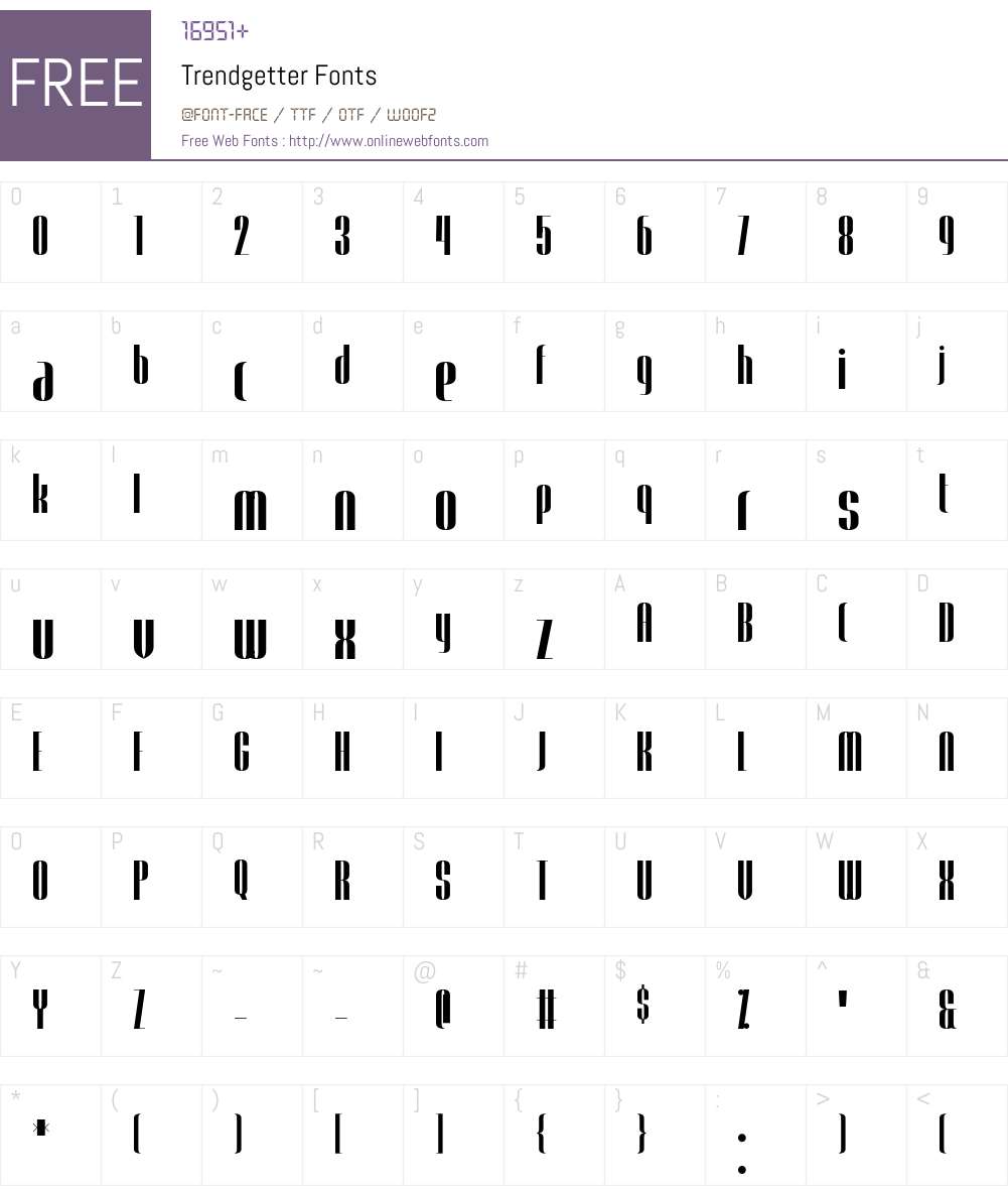 Trendgetter Font Screenshots