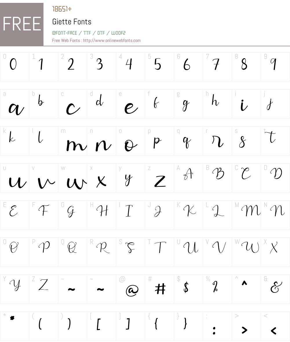 Giette Font Screenshots