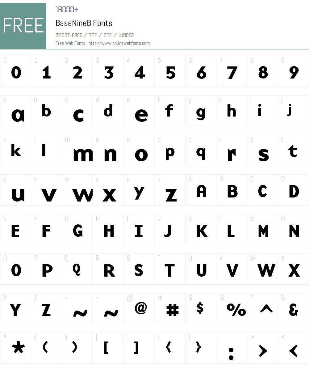 BaseNineB Font Screenshots