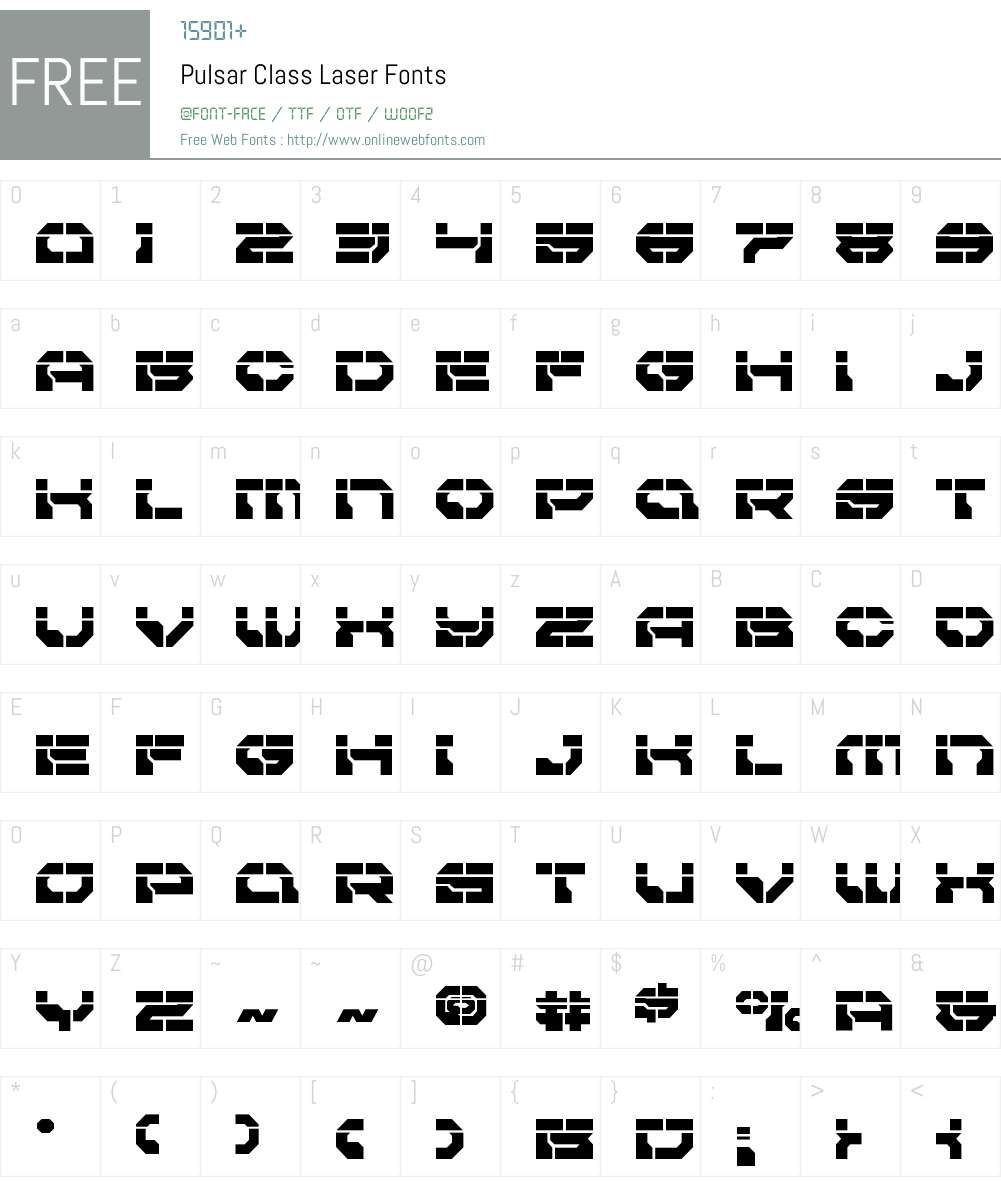 Pulsar Class Laser Font Screenshots
