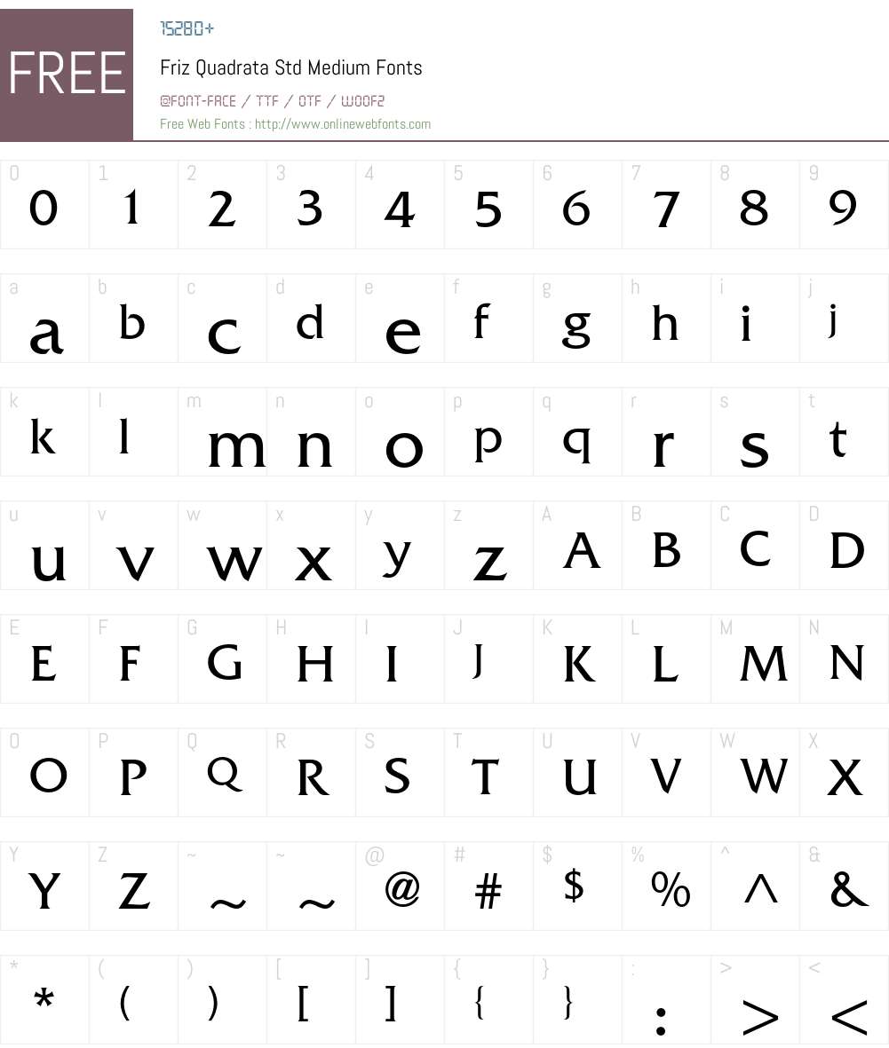 Friz Quadrata Std Font Screenshots