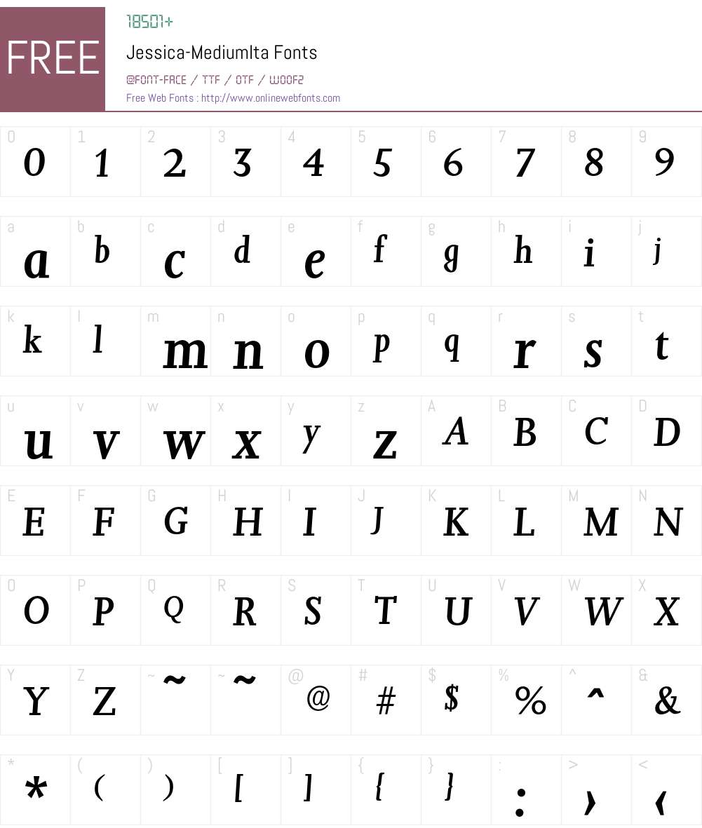 Jessica-MediumIta Font Screenshots