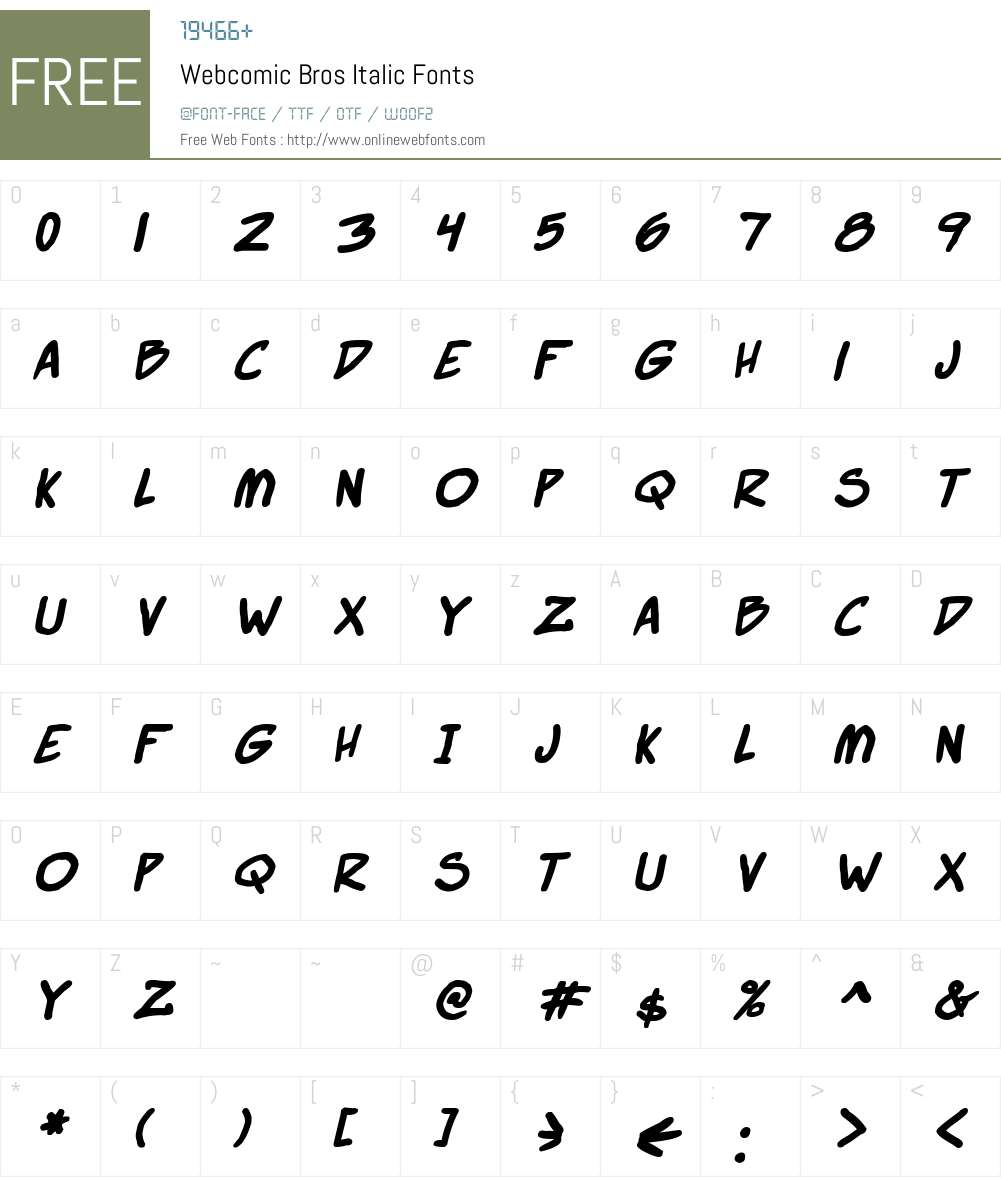 Webcomic Bros Font Screenshots