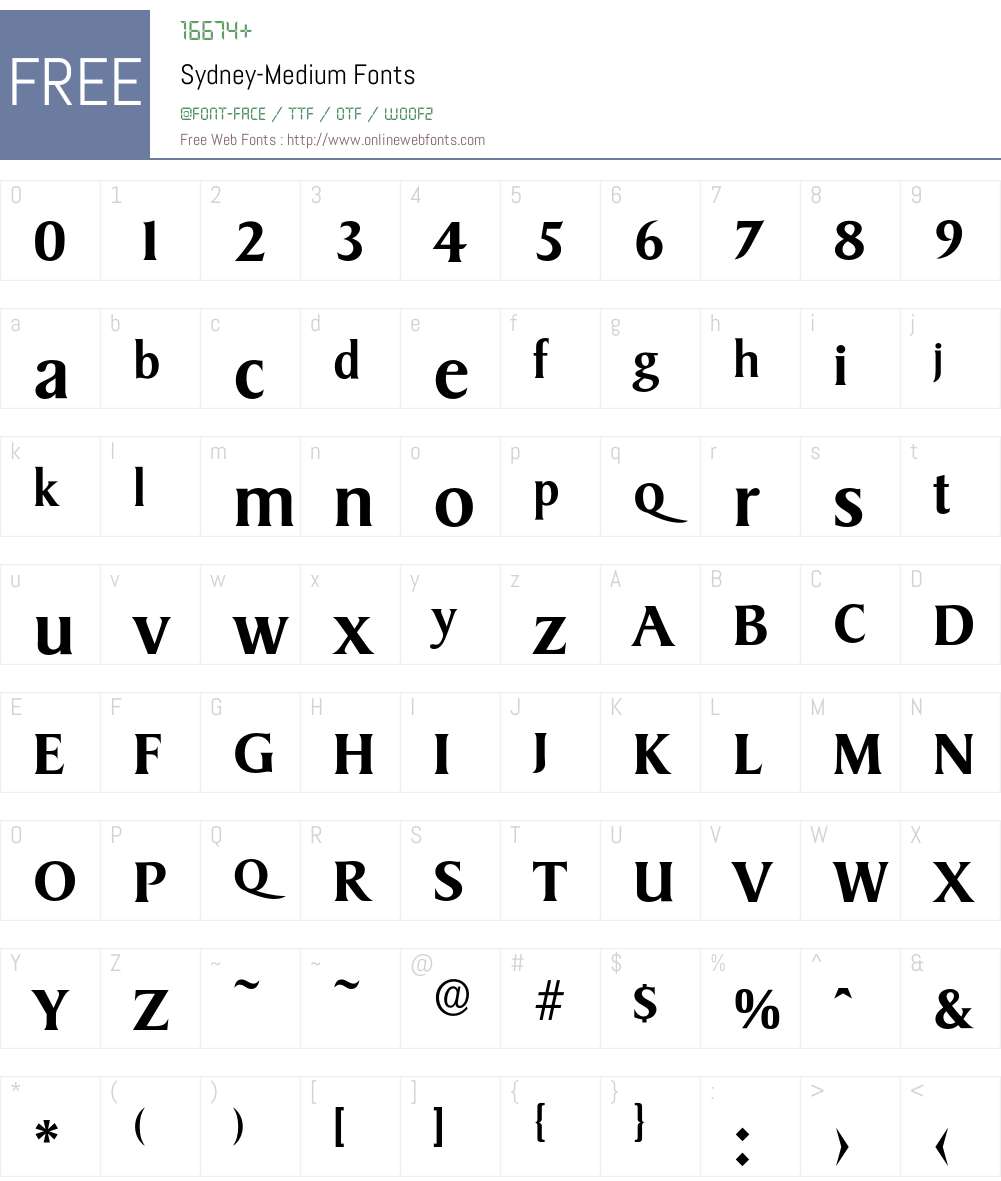 Sydney-Medium Font Screenshots