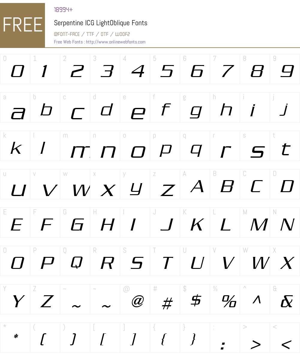 Serpentine ICG Font Screenshots