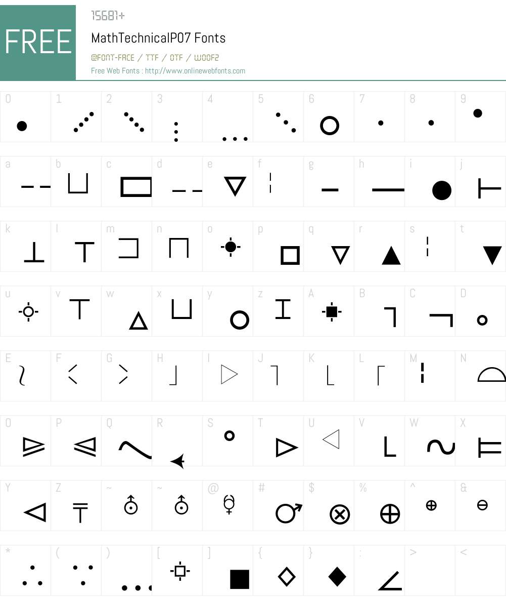 MathTechnical Font Screenshots