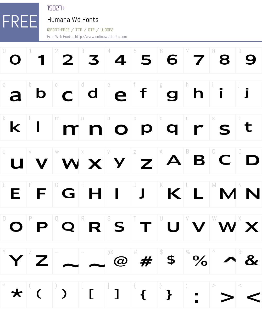 Humana Wd Font Screenshots