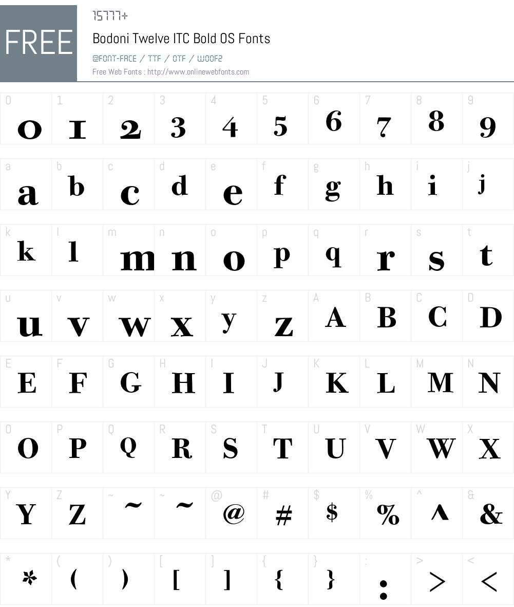 Bodoni Twelve ITC Font Screenshots