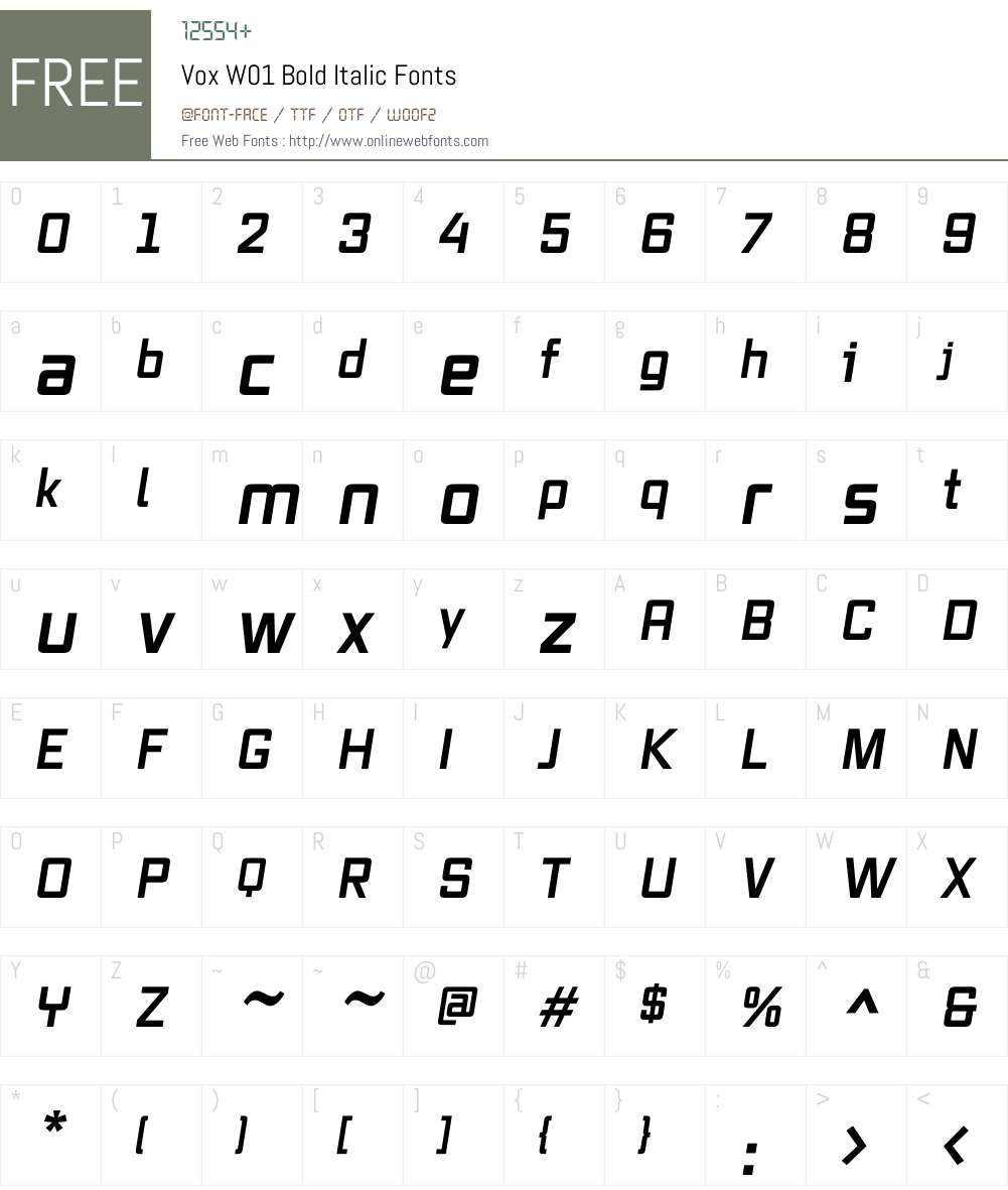 VoxW01-BoldItalic Font Screenshots
