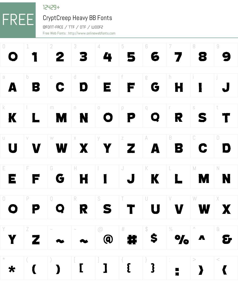 CryptCreep Heavy BB Font Screenshots