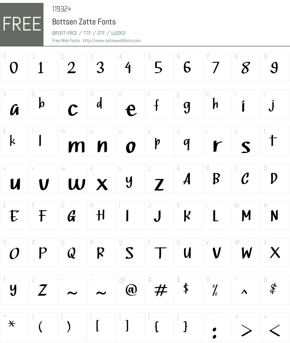 Bottsen Zatte Font Screenshots