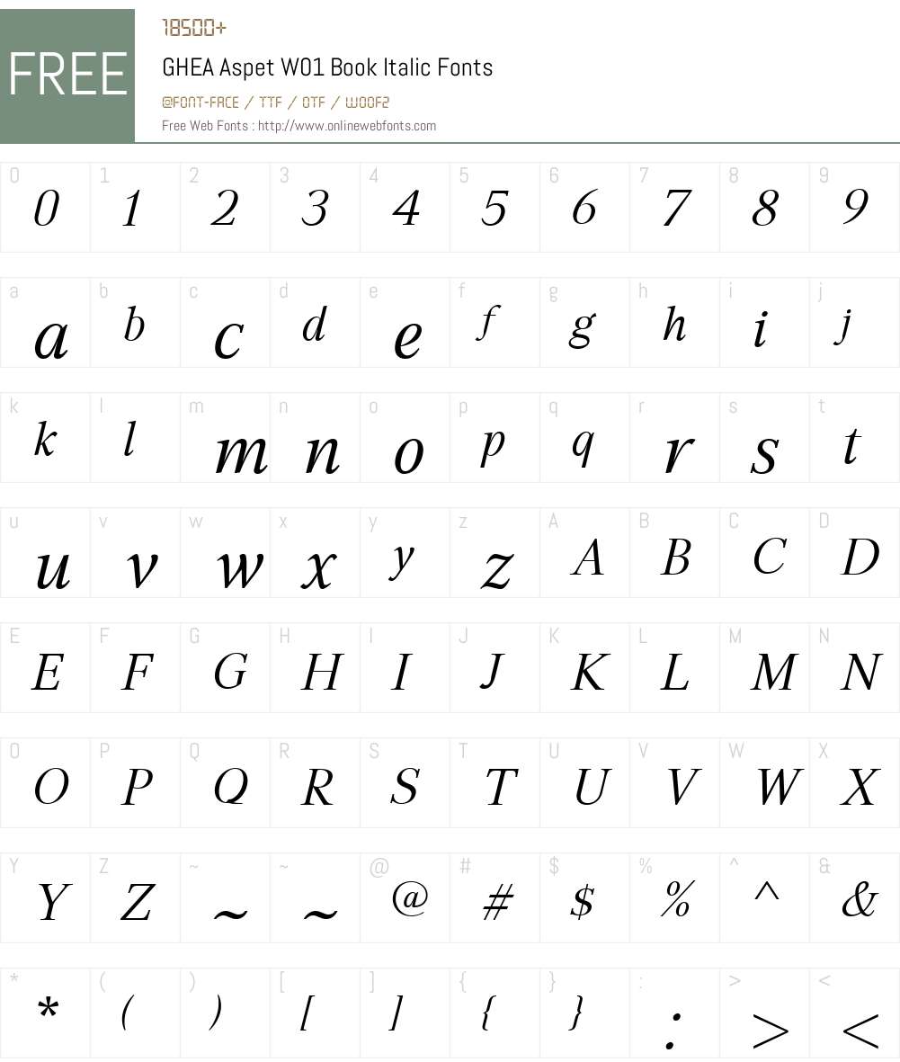 GHEAAspetW01-BookItalic Font Screenshots