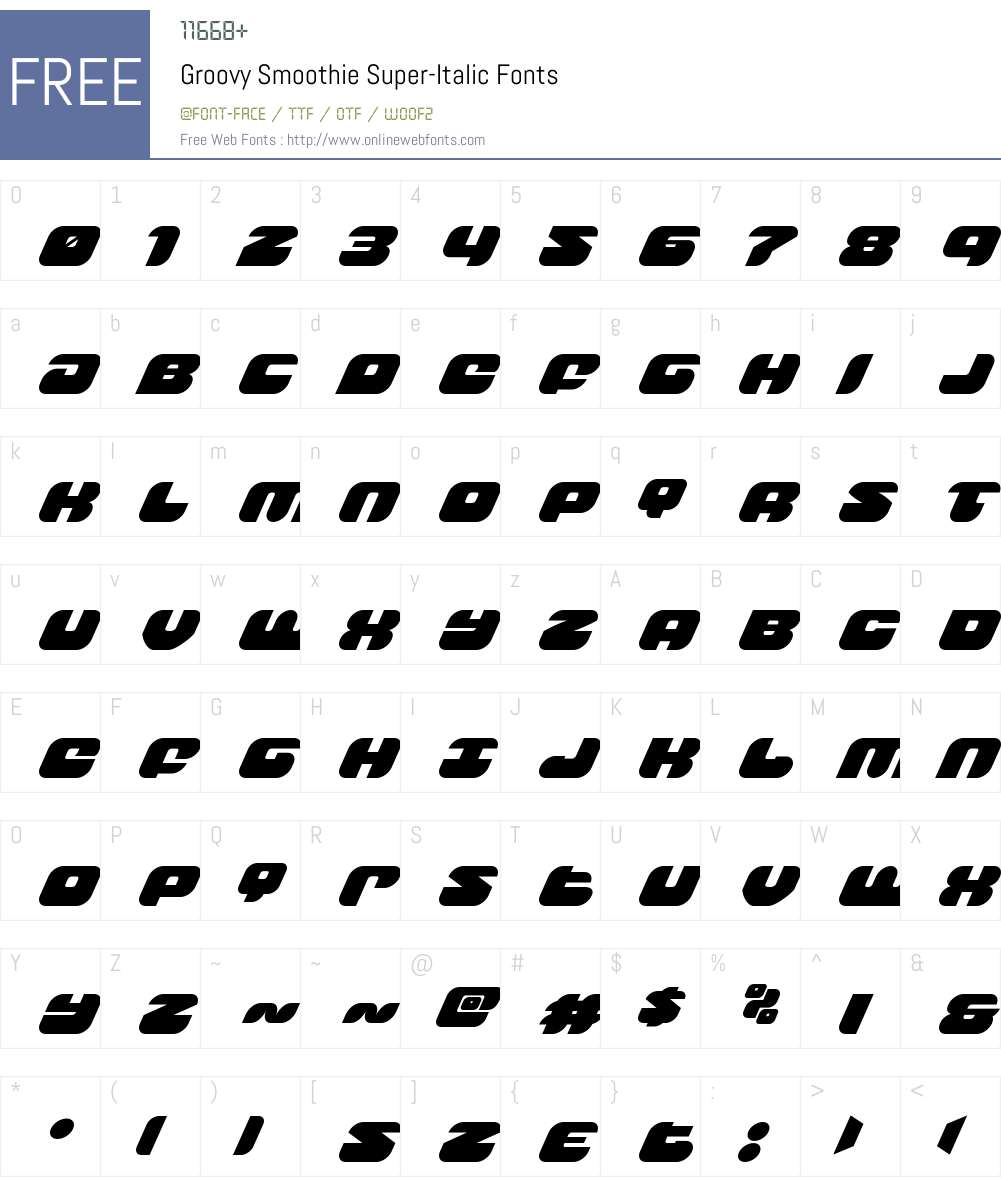 Groovy Smoothie Super-Italic Font Screenshots