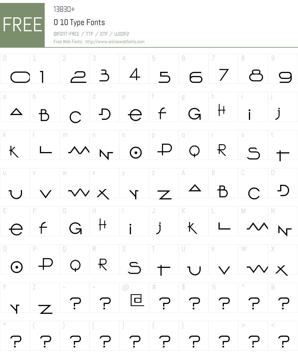 O 10 Type Font Screenshots