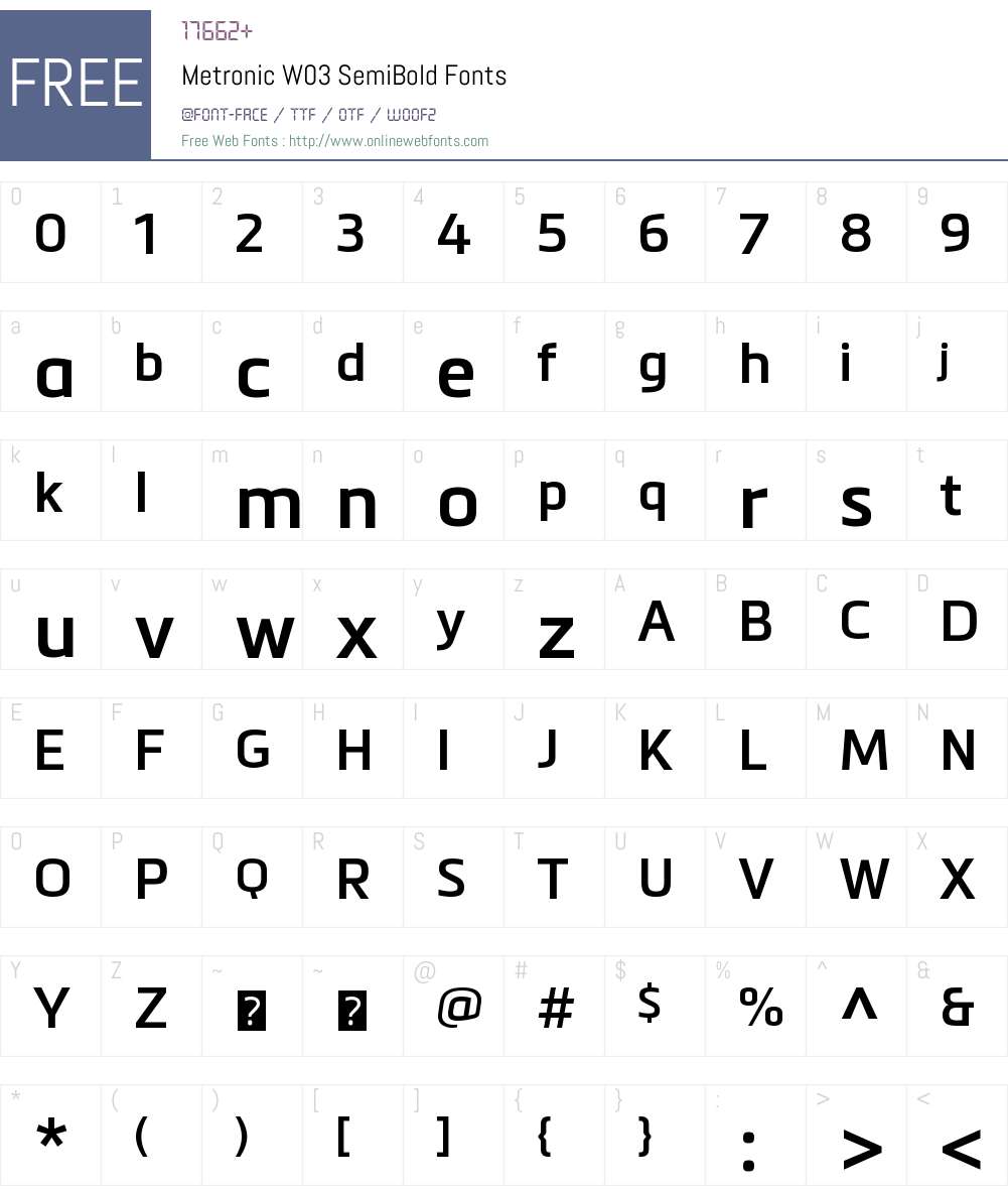 Metronic Font Screenshots