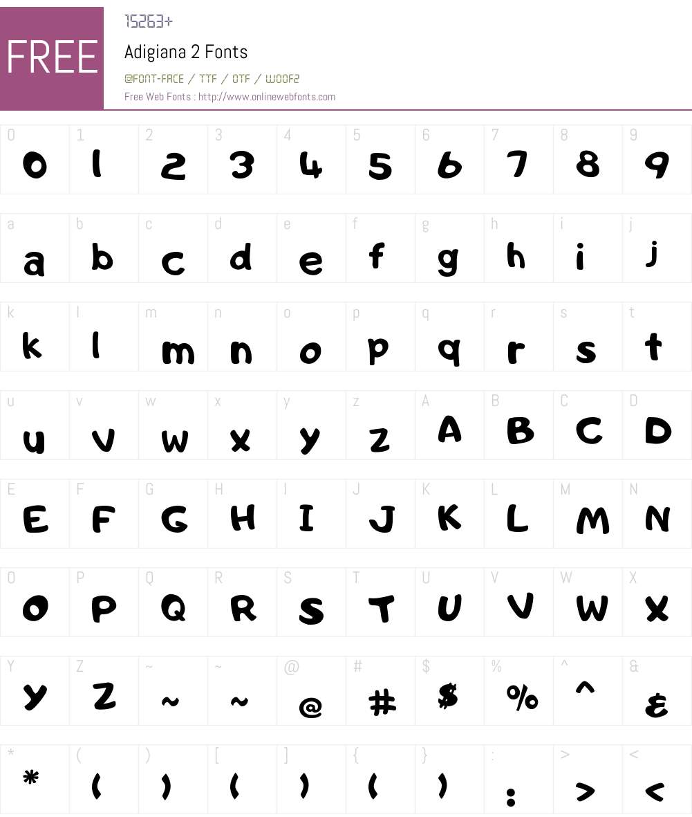 Adigiana 2 Font Screenshots