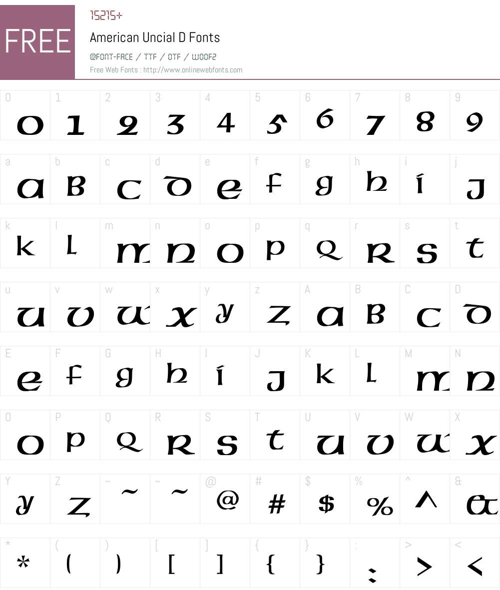 American Uncial D Font Screenshots