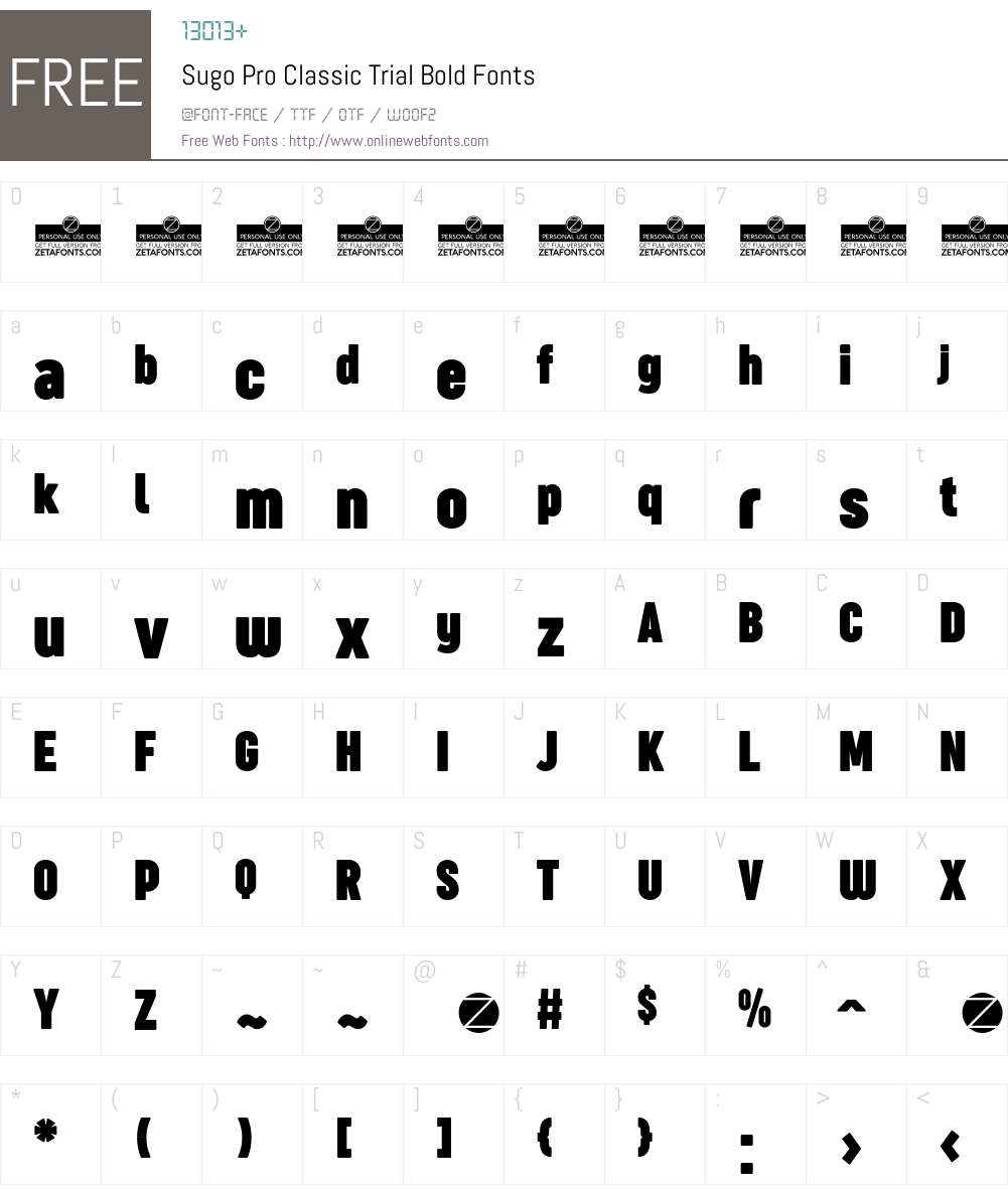 Sugo Pro Classic Trial Font Screenshots