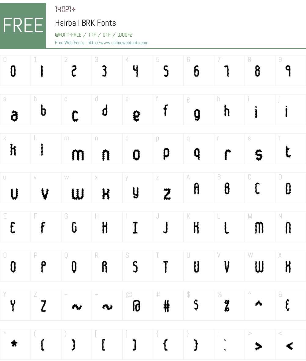Hairball BRK Font Screenshots