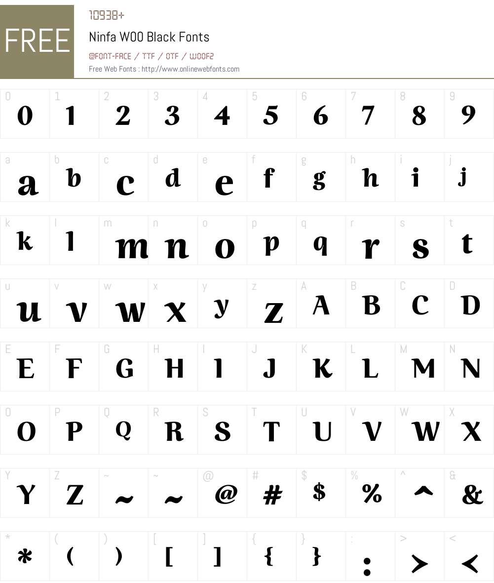 NinfaW00-Black Font Screenshots