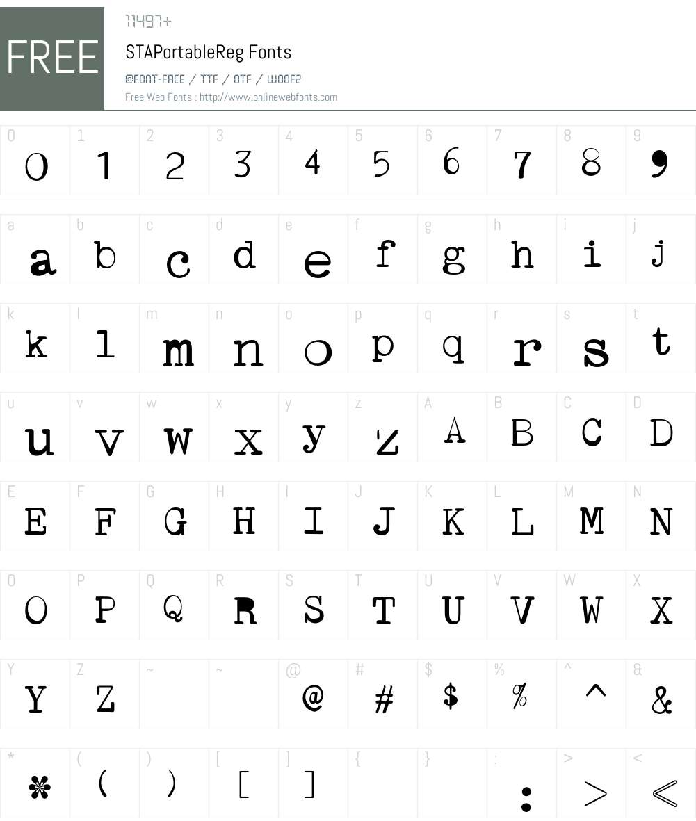STAPortableReg Font Screenshots