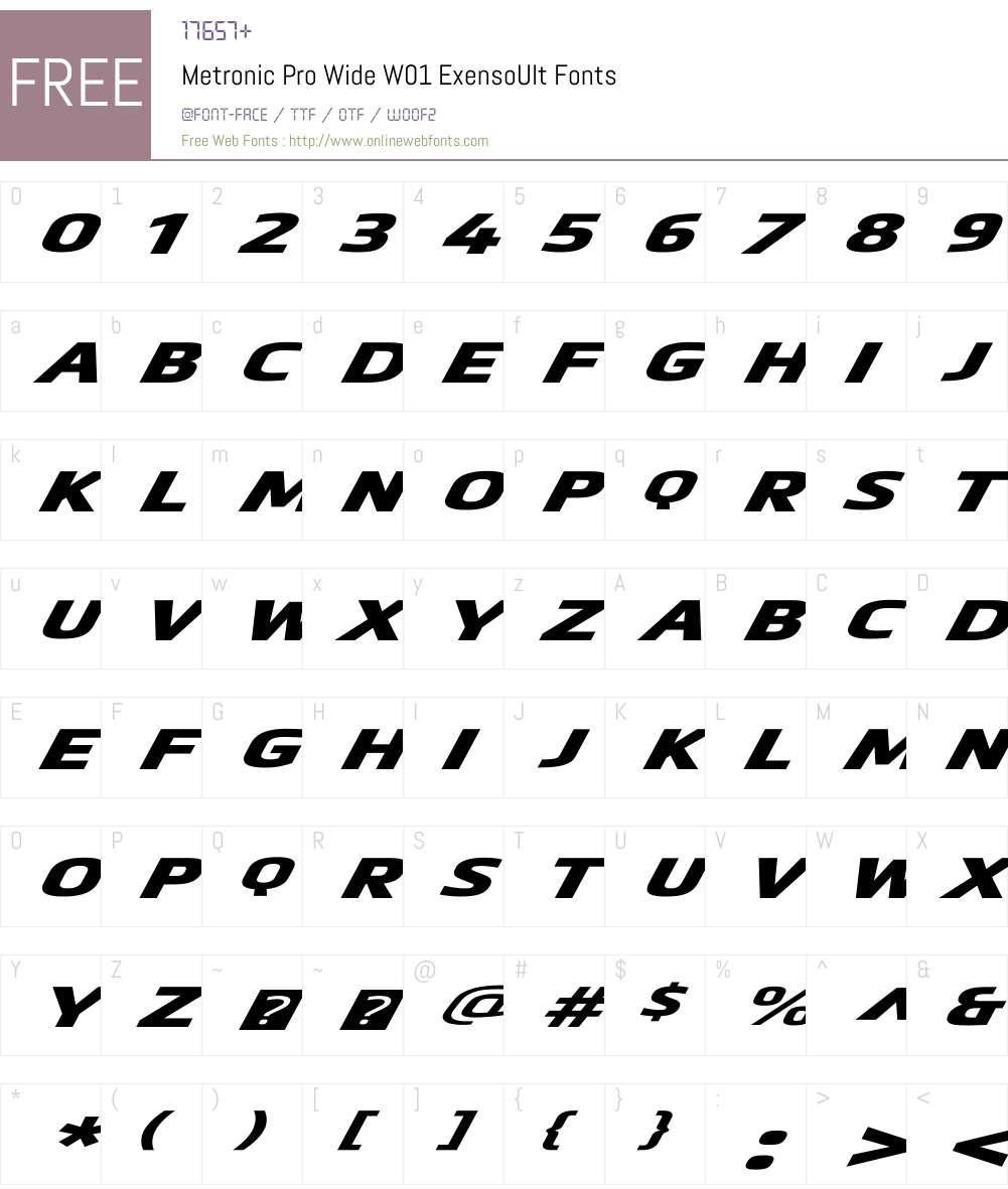 MetronicProWideW01-ExensoUlt Font Screenshots