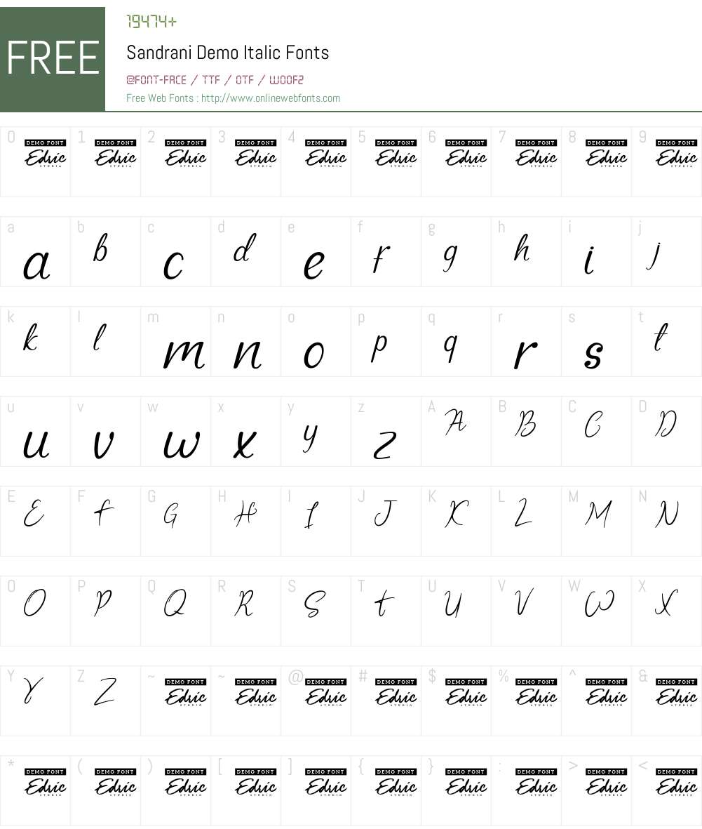 Sandrani Demo Italic 1.002;Fontself Maker 3.5.4 Fonts Free Download ...