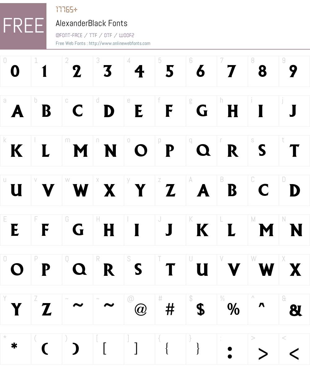 Alexander Font Screenshots