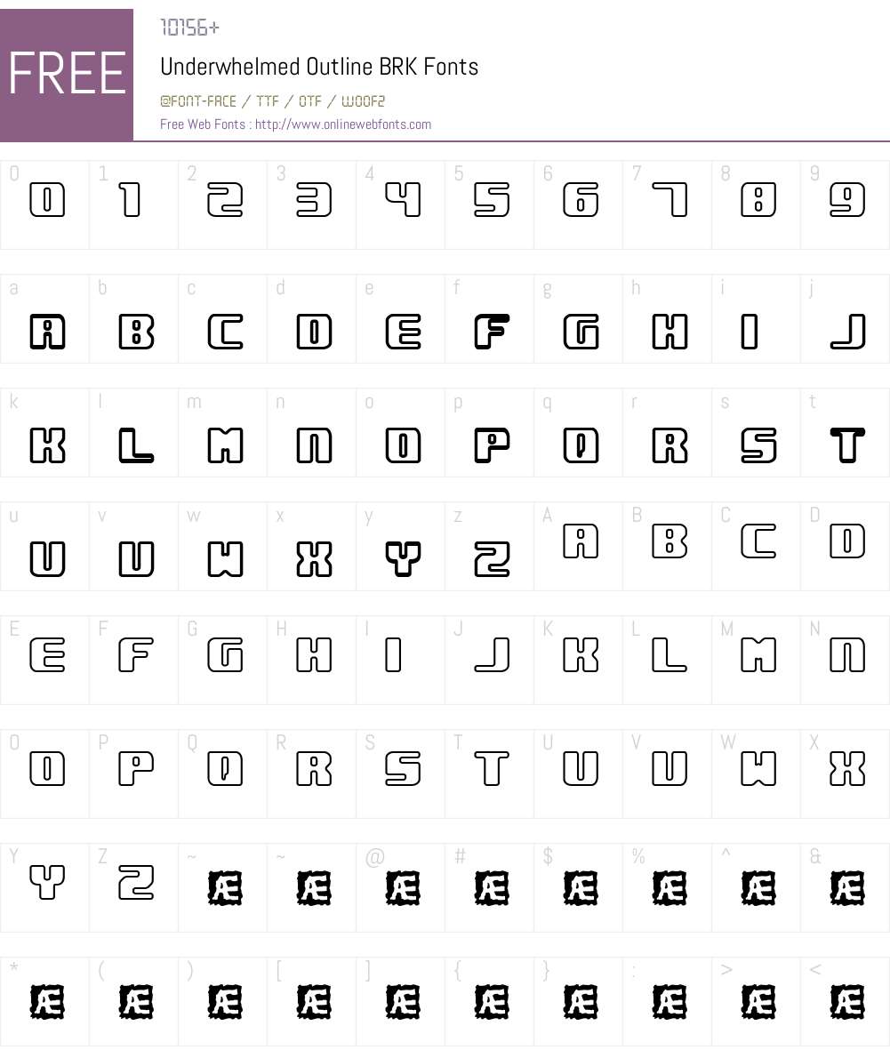 Underwhelmed Outline BRK Font Screenshots