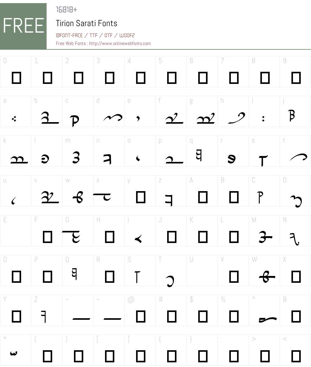 Tirion Sarati Font Screenshots