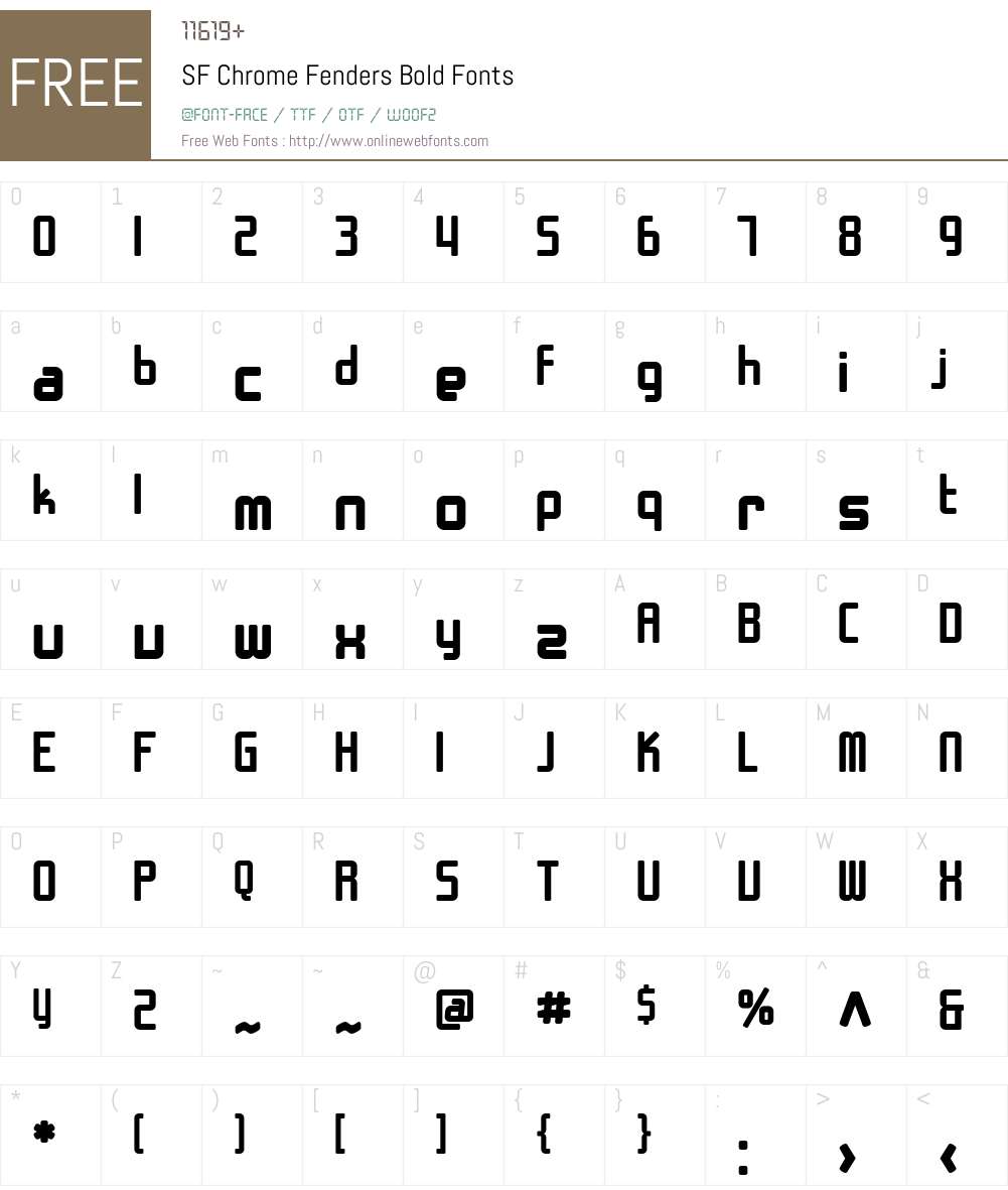 SF Chrome Fenders Font Screenshots