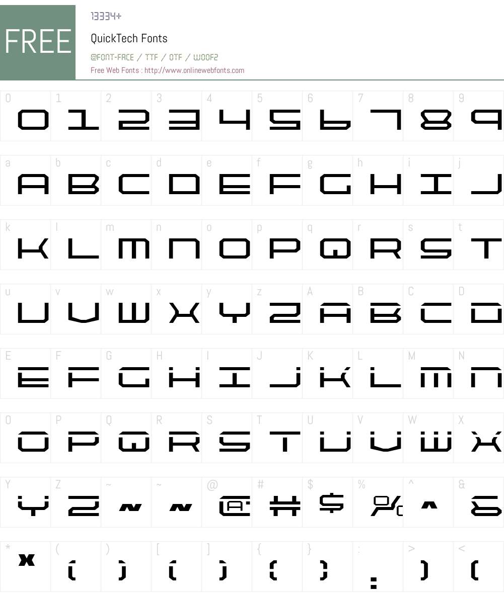 QuickTech Font Screenshots