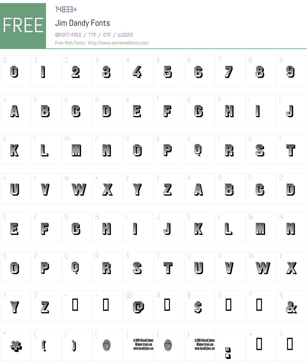 Jim Dandy Font Screenshots
