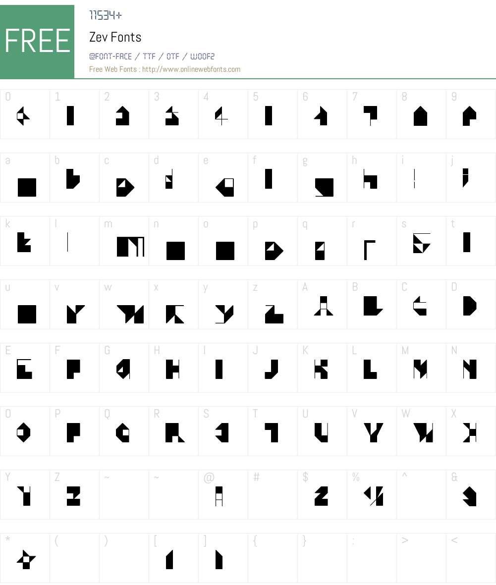Zev Font Screenshots