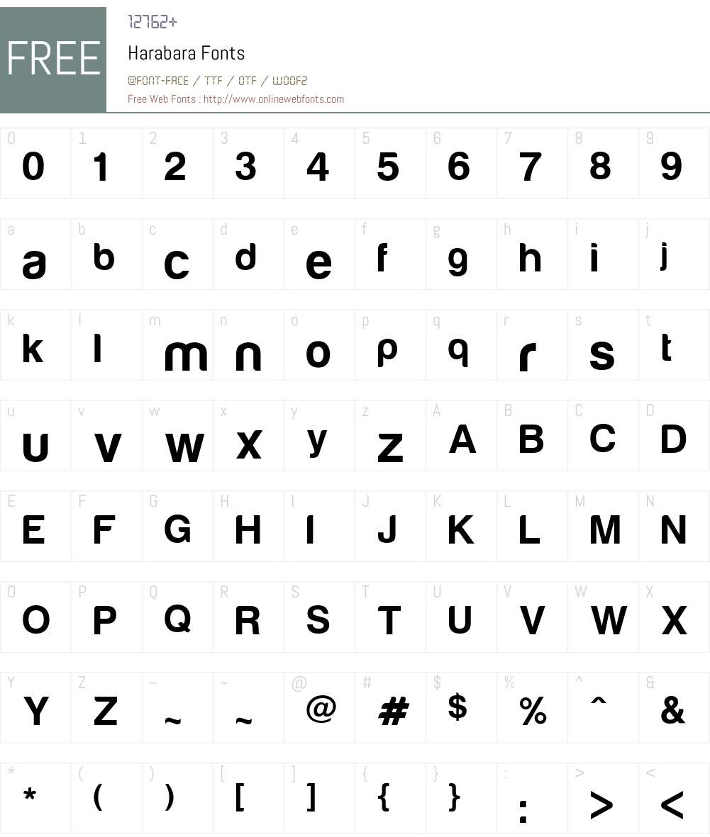 Harabara Font Screenshots